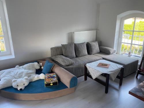 Khu vực ghế ngồi tại Ferienwohnungen Sieversdorf