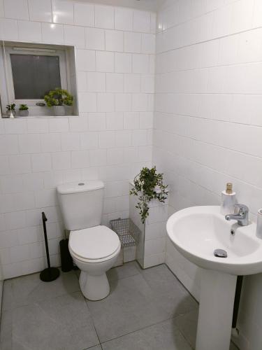 OssettにあるBank street apartmentの白いバスルーム(トイレ、シンク付)