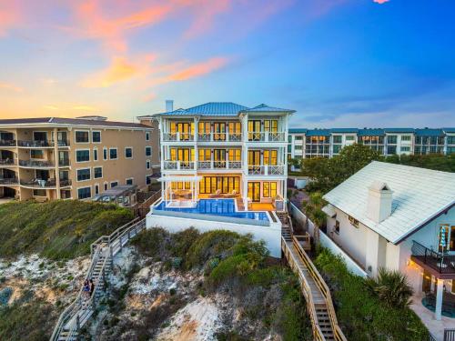 an aerial view of a building on the beach at Del Mar in Seacrest