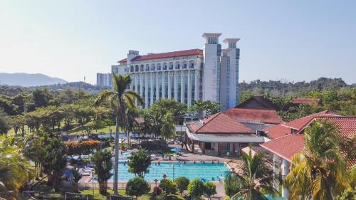 an aerial view of a resort with a pool at Nilai Springs Resort Hotel in Nilai