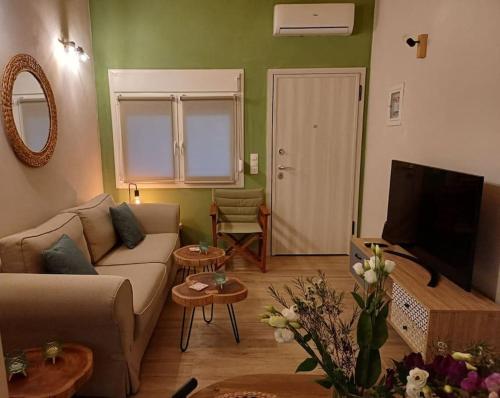 TV a/nebo společenská místnost v ubytování Berry House Nikiti