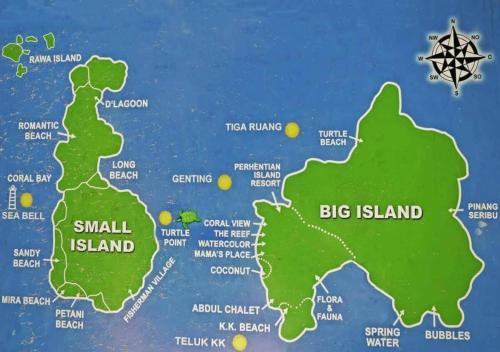 a map of ireland and the big island at AISHAH GUEST HOUSE in Perhentian Island