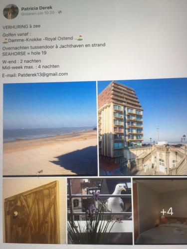 a collage of pictures of a building on the beach at Golfsuite 13 in Blankenberge