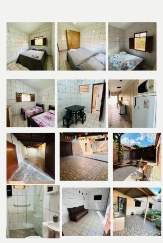 uma colagem de fotos de um quarto e um quarto em Casa Mandacaru Espaço completo em Campina Grande