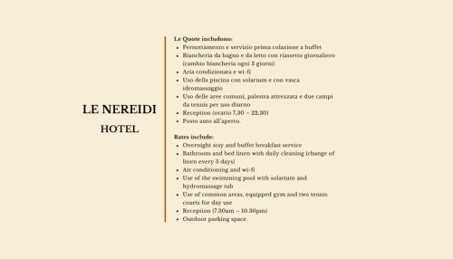 une capture d'écran du menu de l'hôtel rouvert dans l'établissement Hotel with swimming pool in La Maddalena, breakfast included, à La Maddalena