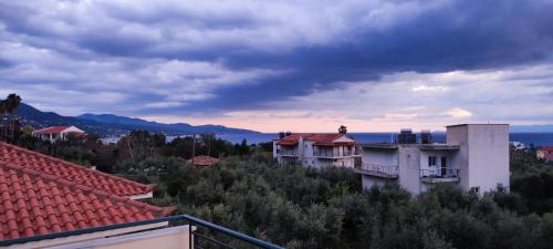a view of a city with houses and trees at Olive Heaven in Kalamata