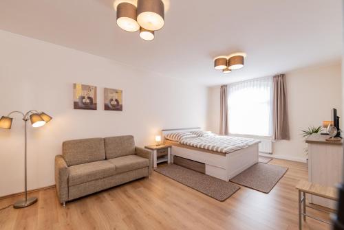 Χώρος καθιστικού στο Apartment Altes E-Werk