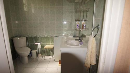 une petite salle de bain avec un lavabo et des toilettes dans l'établissement La tranquille de St Hilaire, à Saint-Hilaire-de-Riez