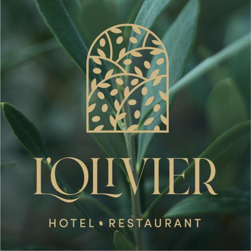 un logo per un ristorante dell'hotel con una pianta di L'olivier a Mons