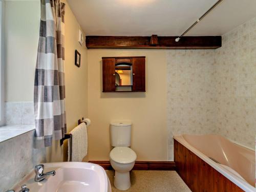 a bathroom with a toilet and a tub and a sink at 2 Bed in Chulmleigh DARTG in Chulmleigh