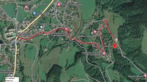 a map of the hike in the wilderness at Apartment Katharina in Spital am Pyhrn