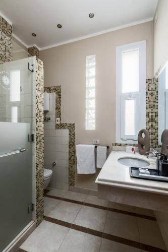 a bathroom with a sink and a toilet and a shower at Livingville The Two-Fifty in Cairo