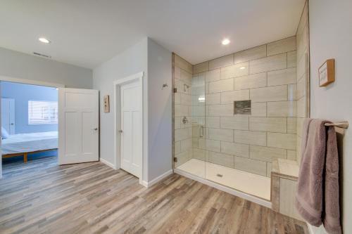 a bathroom with a shower and a walk in shower at Sandpoint Haven Less Than 3 Mi to Lake Pend Oreille! in Ponderay