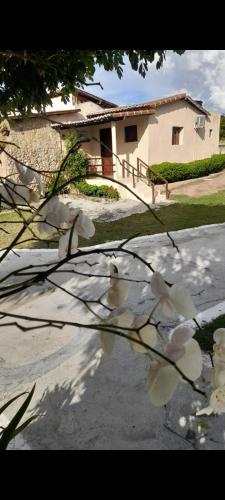 a view of a house from behind a tree at Pousada Vale Encantado in Serra de São Bento