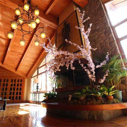 Habitación con lámpara de araña y flores en un edificio en Private Room in Camp John Hay Baguio City, en Baguio