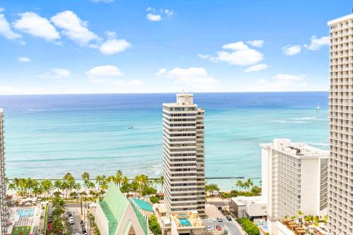 a view of the ocean from a building at Waikiki Banyan T1-3106 in Honolulu