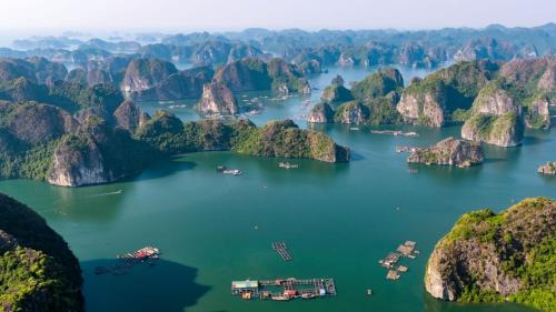 an aerial view of li river in guilin china at Indochine Cruise Lan Ha Bay in Ha Long