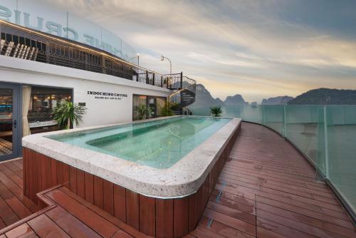 a swimming pool on the roof of a building at Indochine Cruise Lan Ha Bay in Ha Long