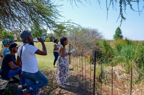 a group of people standing around a fence at Ditholo Game Lodge Bela Bela in Bela-Bela