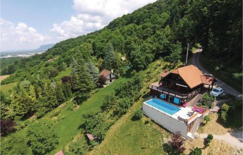 an aerial view of a house on a hill at Beautiful Home In Samobor With Kitchen in Samobor