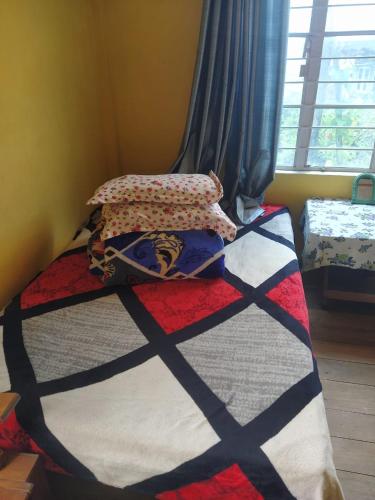 a bed with a quilt and pillows in a bedroom at Avi Homestay in Kohīma