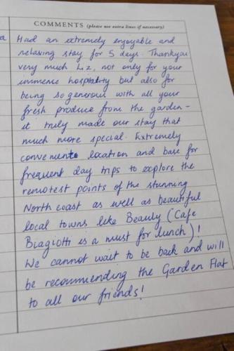 a letter from a woman complaining about her handwriting at The Bungalow - Ardullie Lodge in Dingwall