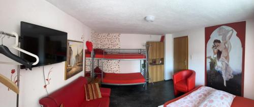 a living room with a bedroom with a bunk bed at Apartment in Salzkammergut in Attnang-Puchheim