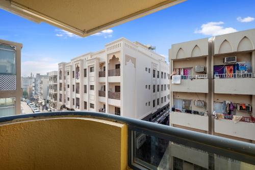 a view from a balcony of a building at Najiba Hotel in Dubai