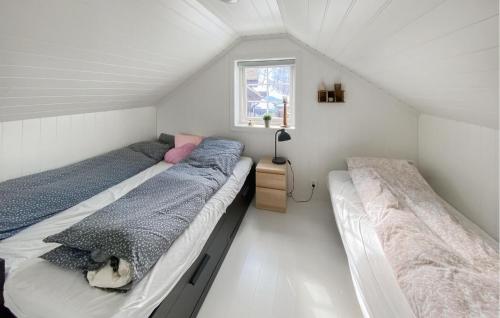 1 dormitorio con 2 camas y ventana en 4 Bedroom Awesome Home In Rauland, en Rauland
