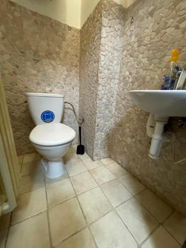 a bathroom with a toilet and a sink at MINATO Apartments Ostrava center in Ostrava