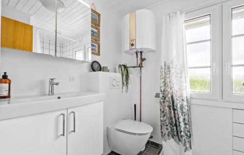 baño con aseo y lavabo y ventana en Lovely Home In Hejls With Kitchen, en Hejls