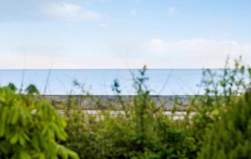 a view of the ocean from behind some plants at Nice Home In Faxe Ladeplads With Wifi in Fakse Ladeplads