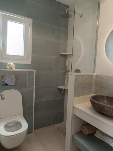 a bathroom with a toilet and a sink at Nesea 2 in Psérimos
