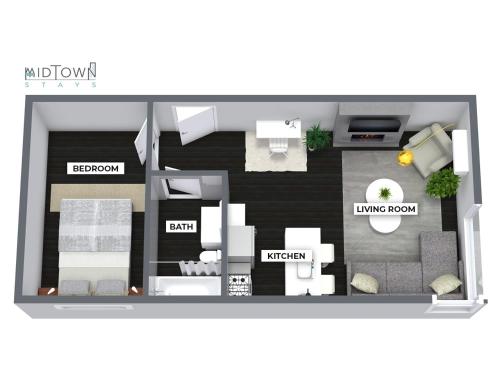 a rendering of a floor plan of a house at Elegant City Living - 1 BR in London
