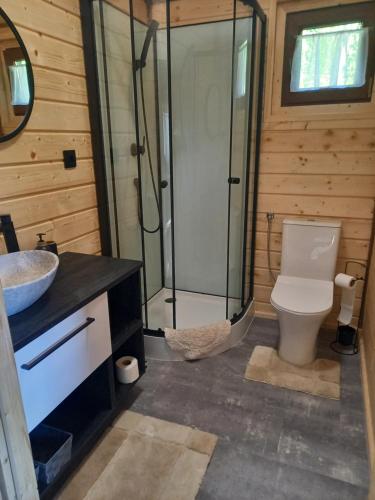 A bathroom at Domki familijne
