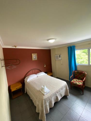 a bedroom with a bed and a chair and a window at Hotel Toledo in David