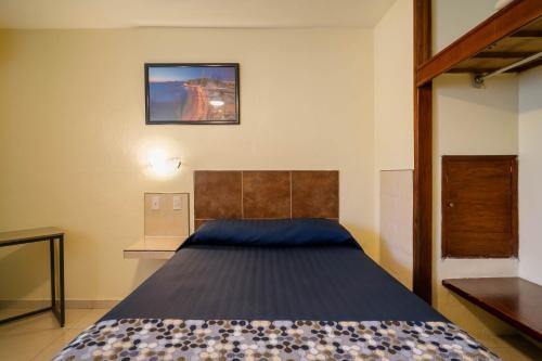 a bedroom with a bed with a picture on the wall at Hotel Mazatlan in Mazatlán