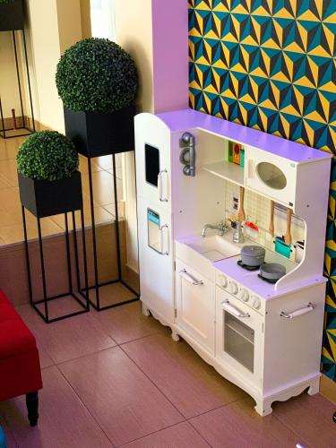 Dapur atau dapur kecil di Flóra Panzió
