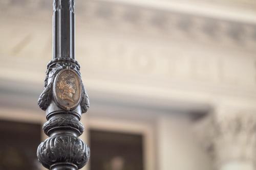 a close up of a pole with a building in the background at Park Hyatt Mendoza Hotel, Casino & Spa in Mendoza