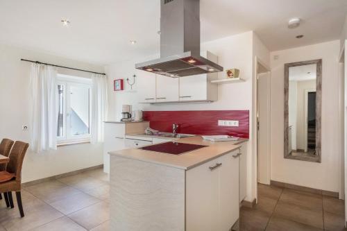 a kitchen with a sink and a counter top at Obst- Ferienhof Ragg in Immenstaad am Bodensee