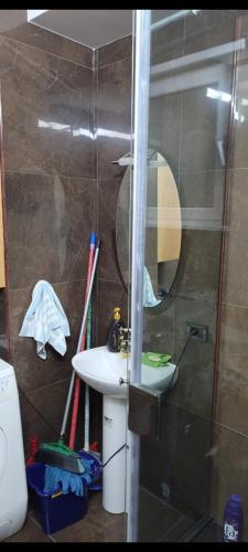 bagno con lavandino e specchio di Vila DB 