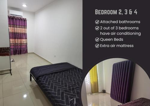 a bedroom with a bed in a room at Homestay Medina Sendayan in Kampong Baharu Jimah
