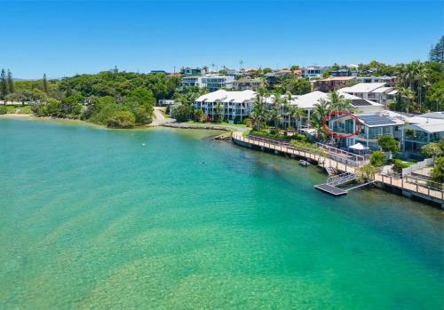 an aerial view of the water at a resort at Sunrise Cove Holiday Apartments by Kingscliff Accommodation in Kingscliff