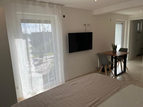 Una televisión o centro de entretenimiento en 1-Zimmer Apartment in Altbach