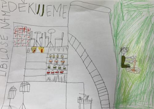 a drawing of a stairway to a store at New Pension at ROTOR Brewery in Kunovice