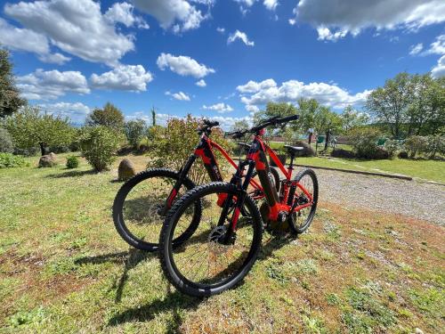 two bikes parked next to each other in a field at Agriturismo Il Gonzeto, Montepulciano in Montepulciano