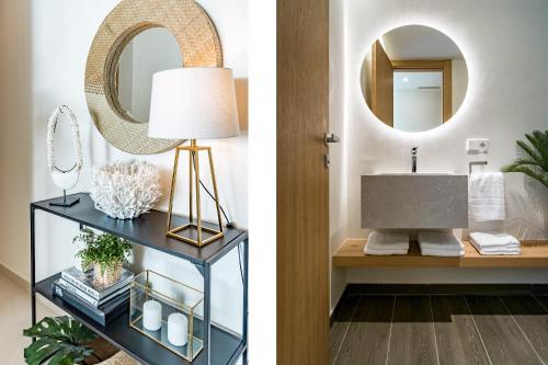 a bathroom with a sink and a mirror at LO- Los Olivos Benahavis by Roomservices in Benahavís