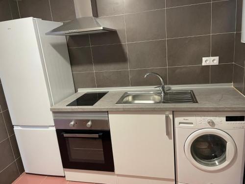 a small kitchen with a sink and a dishwasher at Apartamento en Covas in Ferrol