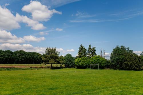 a field of green grass with a soccer ball at t Jagershuys incl. gebruik Finse sauna in Soest