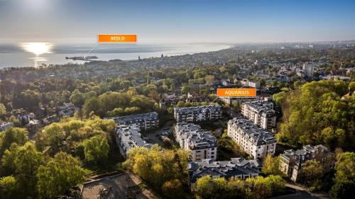 an aerial view of a city with buildings at Apartamenty Sun & Snow Aquarius in Sopot